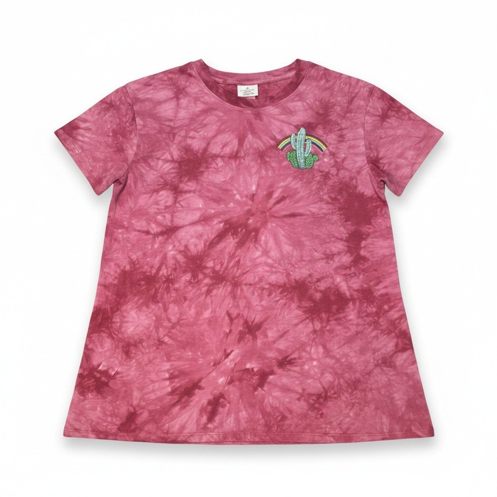 Empyre Women's Medium T-Shirt Tie Dye Pink Road to Nowhere Cactus Desert Graphic